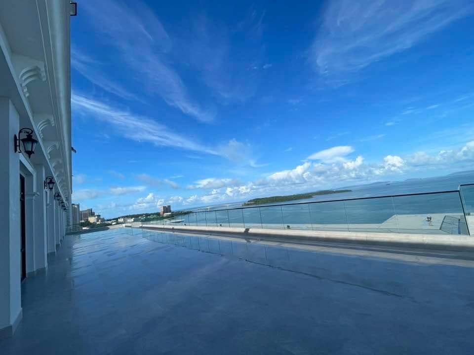 Osea Hotel rooftop terrace beneath a blue sky
