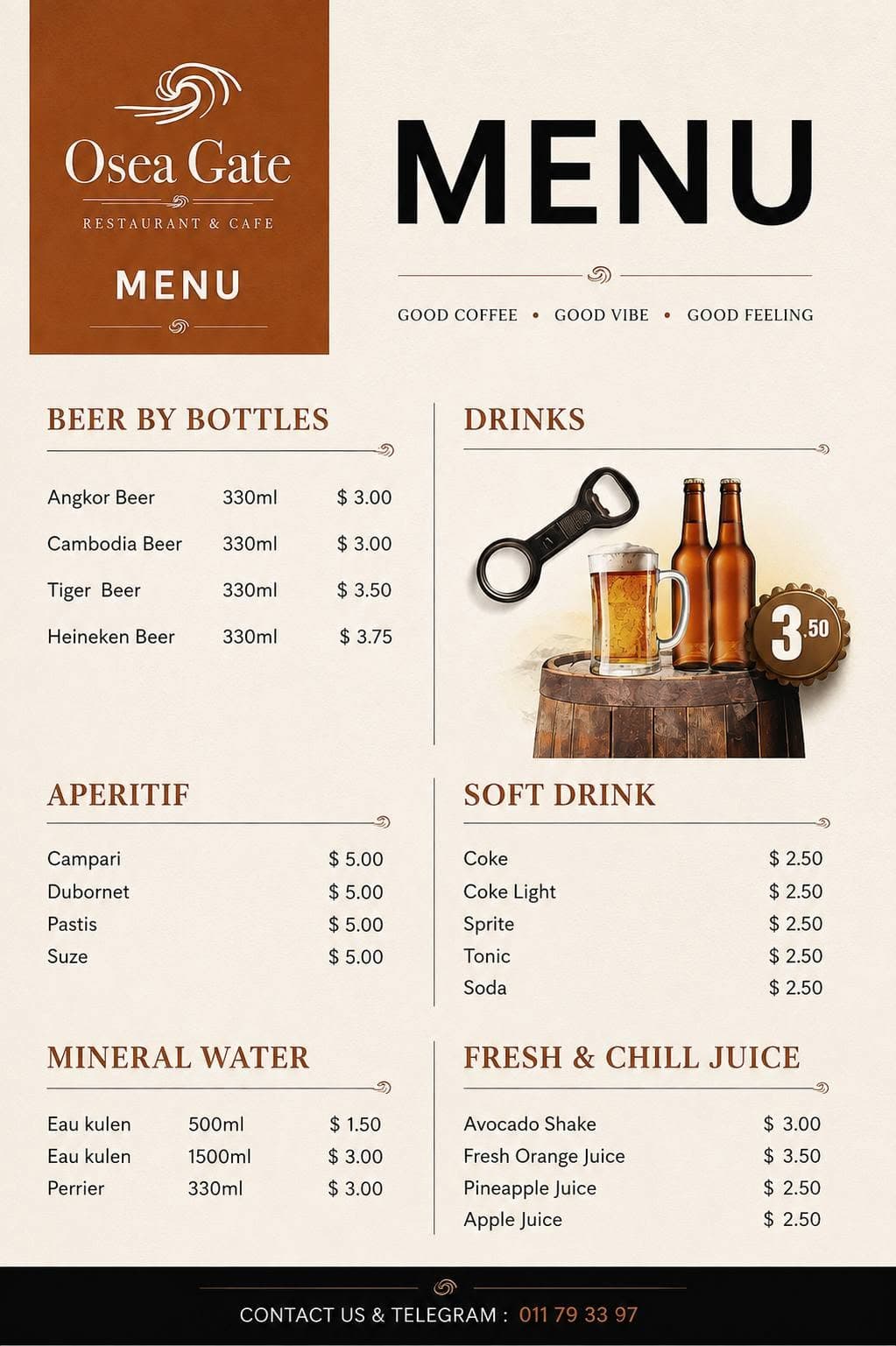 Drinks menu